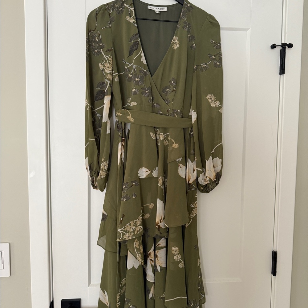 Shona Joy Green Floral Wrap Dress